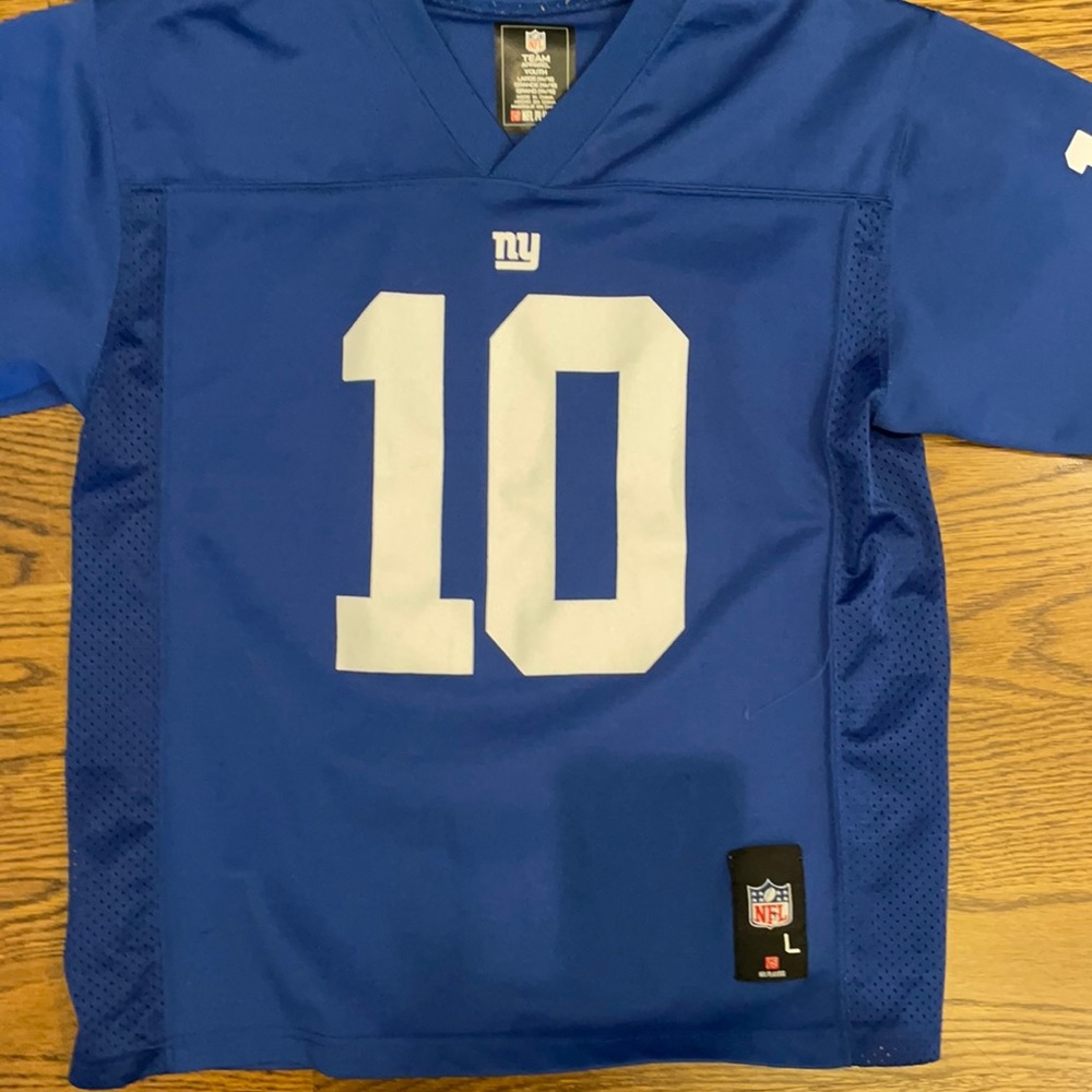 Boys manning large jersey